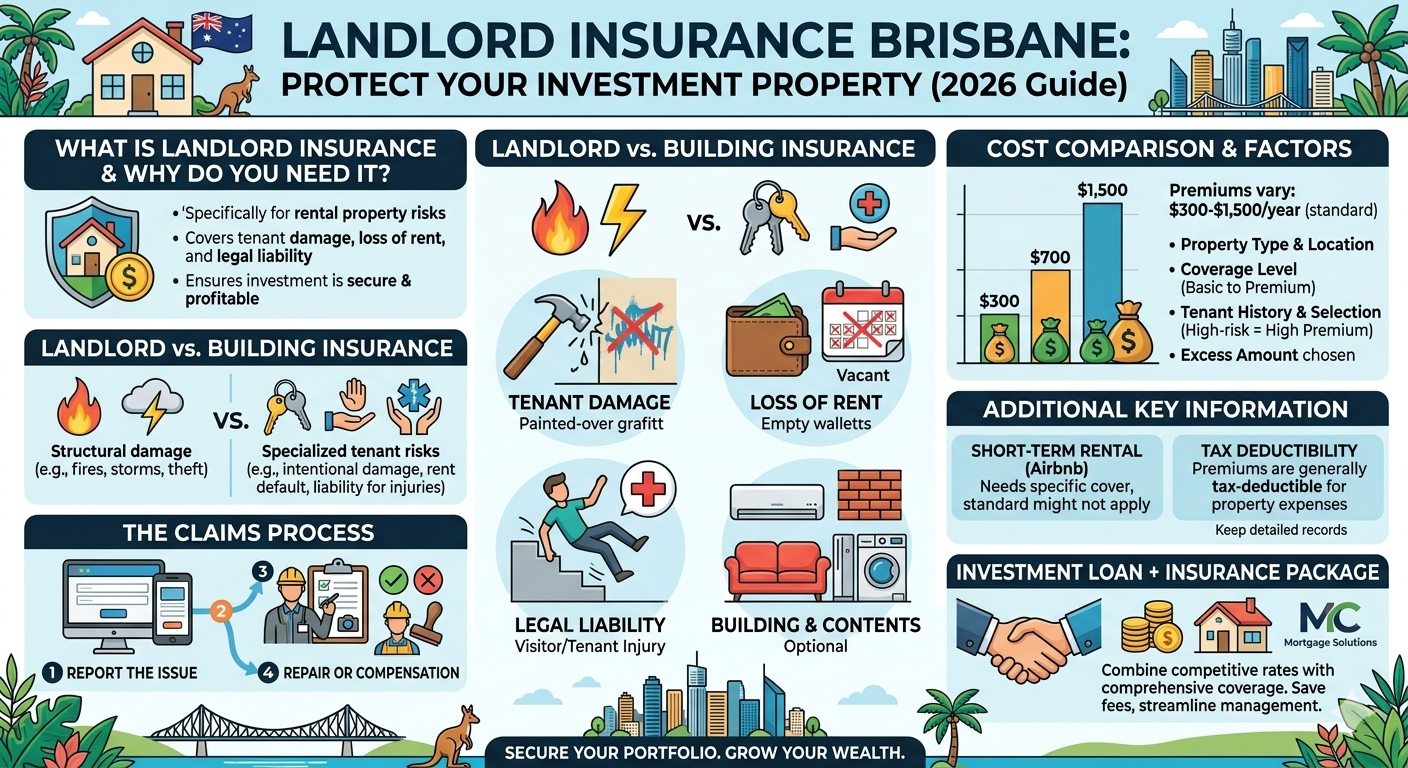 Landlord Insurance Brisbane Guide. Infographic from MC Mortgage Solutions