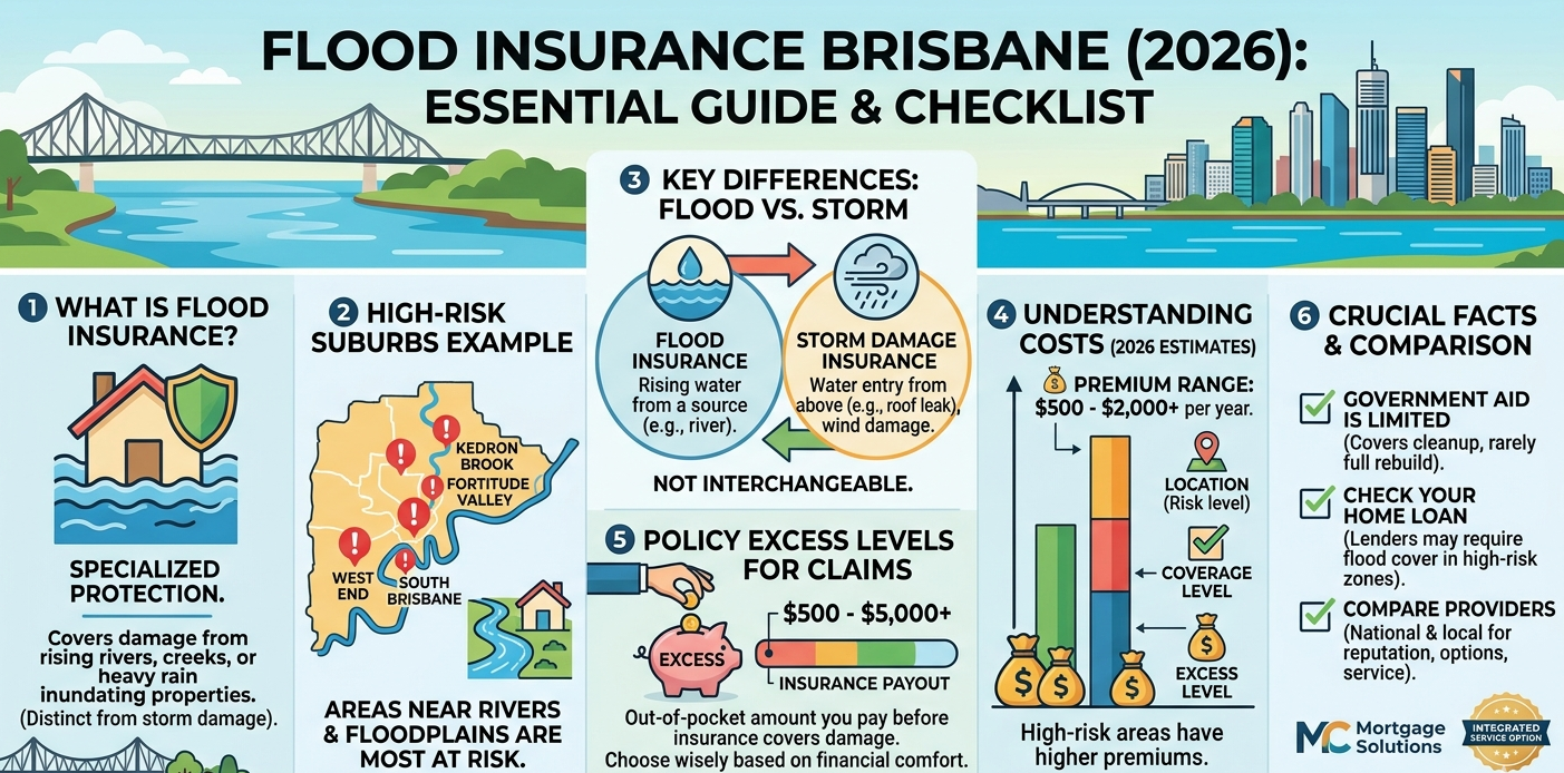 An infographic providing an essential guide to flood insurance in Brisbane]