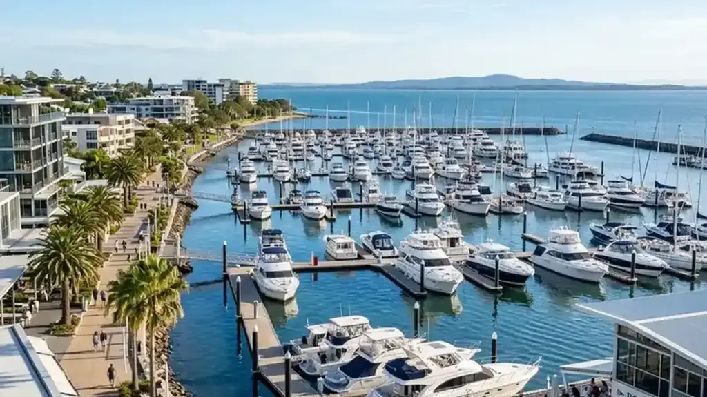 Brisbane investment property suburbs 2026, bayside waterfront homes and marina at Manly